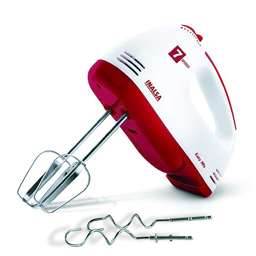 Inalsa Hand Blender| Hand Mixer|Beater - Easy Mix, Powerful 250 Watt Motor | Variable 7 Speed Control | 1 Year Warranty | (White/Red) Inalsa Hand Blender| Hand Mixer|Beater - Easy Mix, Powerful 250 Watt Motor | Variable 7 Speed Control | 1 Year Warranty | (White/Red)